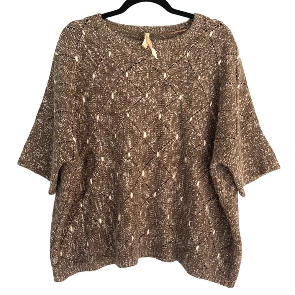 𝅺MYSTREE Wool Blend Brown Short Sleeve Sweater Size M/L